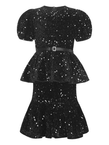 Kids Girls Outfits Wedding Sets Bubble Dress Evening Collar Elastic Round Prom - Picture 61 of 80