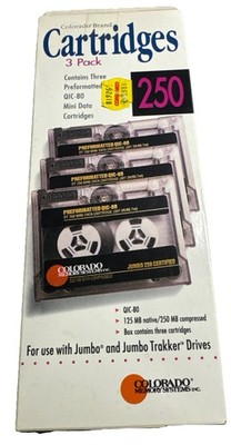 3 Pack Colorado Memory Systems 3T 250 Mini Data Cartridges, QIC-80