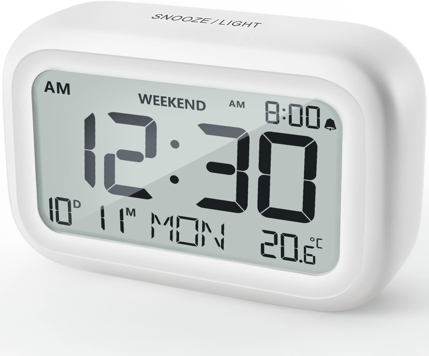 Digital Alarm Clock Bedside - Battery Powered Clock with LCD Display Volume Adju