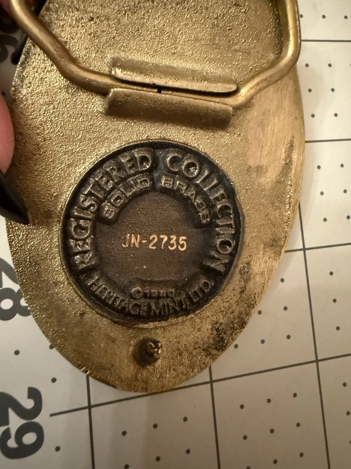 Hebilla de cinturón 1980 de latón macizo Estados Unidos de América registrada herencia como nueva Foto 2 de 3