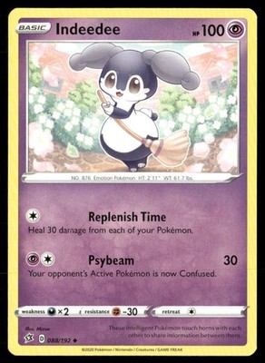 Indeedee Rebel Clash 088/192 Uncommon Pokemon Near Mint