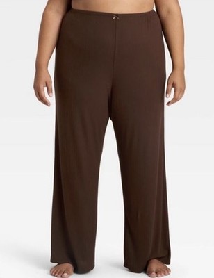 Women s Auden Brown Soft Ribbed Sleep Pants XXL NEW