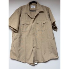 Flying Cross Men's 2XL Short Sleeve Uniform Shirt Workwear Tan Button Up