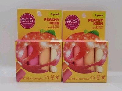 2 eos Lip Balm 4 Packs Peachy Keen     Strawberry Peach+Peach+Peachsicle+Sangria