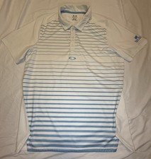 Oakley Golf Polo. Size XL. White  Blue Strips. Great Condition.