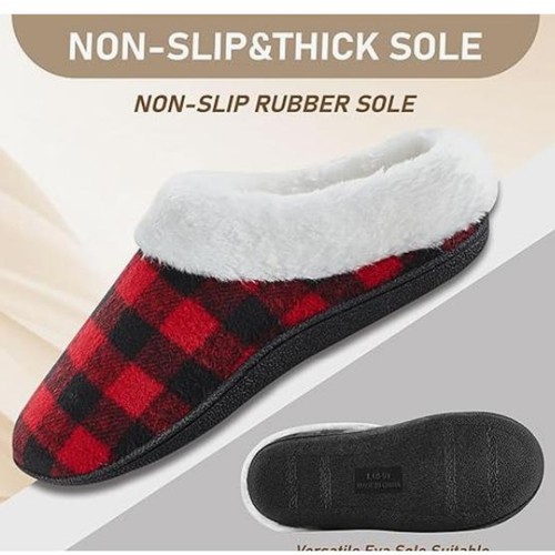 Cotton Slippers Plush Lining&Collar, NonSlip SIZE 5 to 5 1/2 - Picture 4 of 7