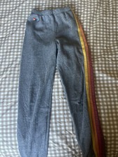Girls Aviator Nation Sweatpants Rainbow Stripe Gray Joggers Casual Comfy Size 14