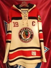 NHL Chicago Blackhawks Old Time Hooded Jersey # 19 Toews