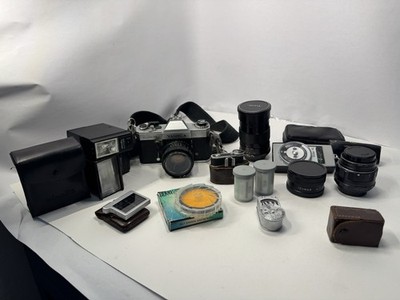Vintage Yashica TL-Electro 35mm SLR Film Camera Kit w/ 3 Lenses, Case, Manual
