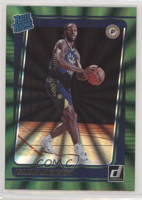 2021-22 Panini Donruss Rated Rookie Holo Green Laser Isaiah Jackson #217 0o6v
