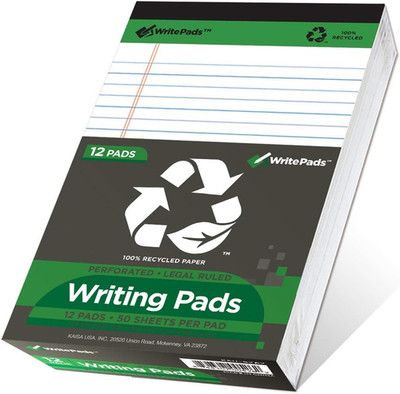 KAISA White Legal Pads Writing Pads 600 Sheets Recycled Paper 5''x8'' Narrow Ruled