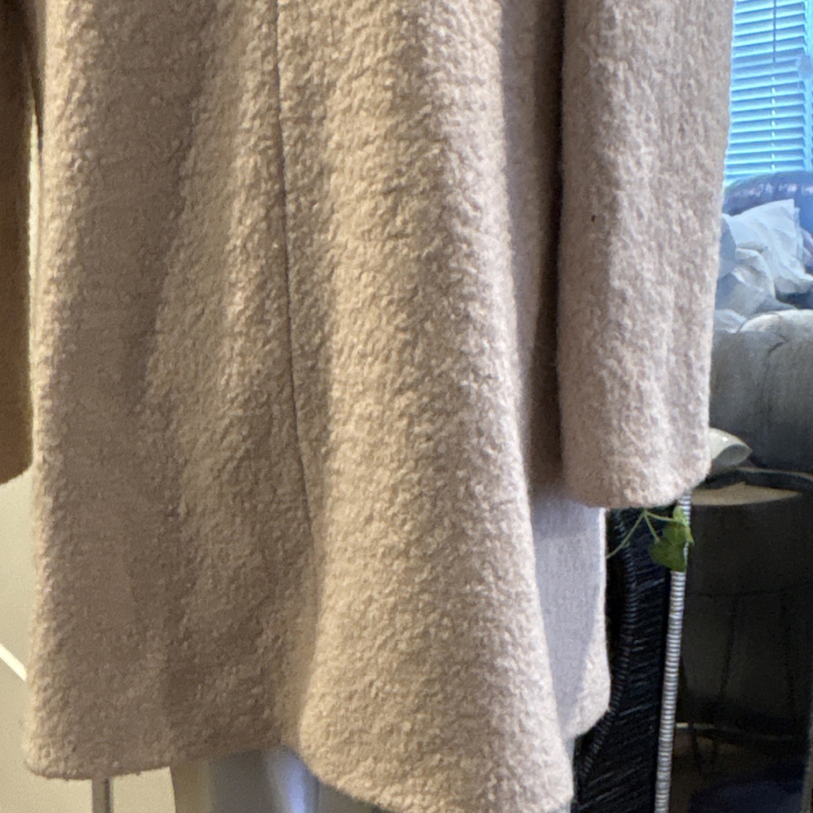 LOFT Beige Overcoat Collared Pockets Button Zip M… - image 9