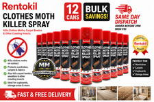 Image of 12 x 300ML RENTOKIL CLOTHES MOTH KILLER SPRAY REPELS FABRIC CLOTH WARDROBE BULK