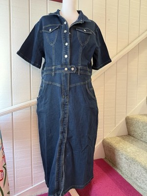 white christmas dresses Womens Mint Velvet Blue Denim Midi Shirt Dress US 2 main image 0