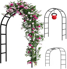 7.8Ft Garden Arch Trellis for Climbing Plants, Metal Arch Frame, Pumpkin Archway