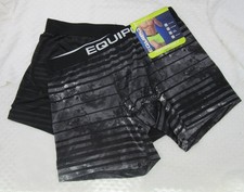 New set of 2 EQUIPO performance sport mesh BOXER BRIEFS GRAY BLACK STRIPES LARGE