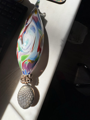 Artisan Crafted Blown Glass And Copper Bell