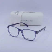 NEW Alexander McQueen AM0244O 004 Shiny Transparent Blue 53mm Eyeglasses