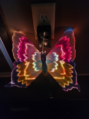 Vintage Fiber Optic Butterfly Desk Lamp Night Light 9'' Complete In Box VG 