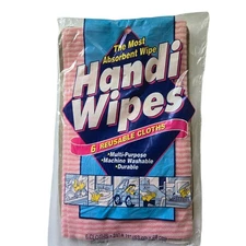 Handi Wipes Pink Striped 6 Reusable Cloths Vintage New Old Stock 
