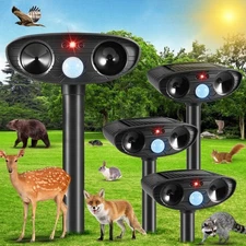 4Pack Solar Ultrasonic Animal Repellent Outdoor Animal Repeller with Motion D...