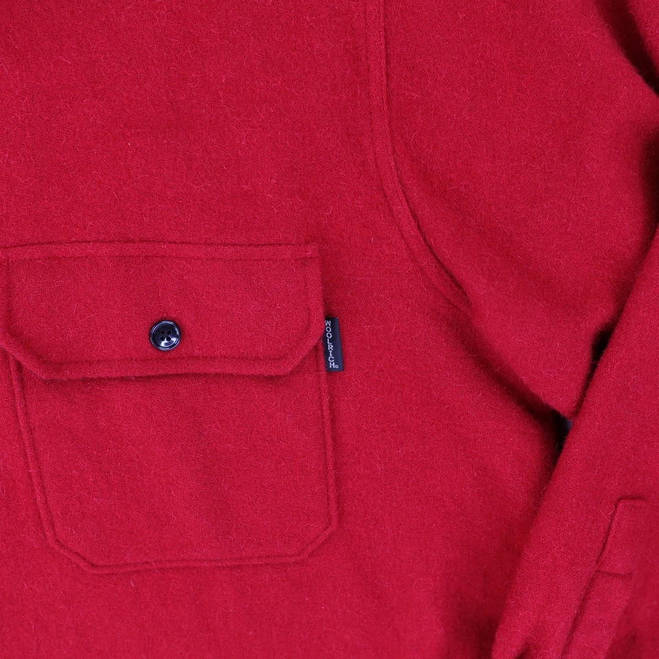 Woolrich Wool Shirt Jacket Mens 2XL Red Flannel Button Front Double Chest Pocket - Image 4 of 4