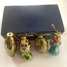 VTG Lillian Vernon 4 Christmas Ornaments w/ big Box Perfect!