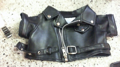 Build A Bear Workshop Black Faux Leather Jacket for Plush Motorcycle Biker