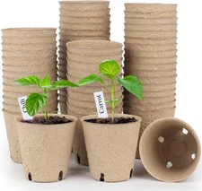 homenote Peat Pots, 60 Pcs 3.15 Inch Seed Starting Pots with Drainage Holes Roun