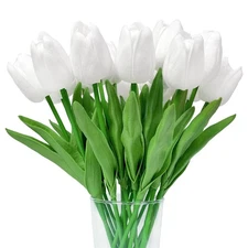 20 Pcs Fake Tulips Real Look PU Realistic Artificial Flowers for DIY Home