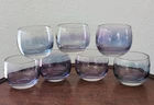 VTG 70s Lot Of 7 Mini Roly Poly Federal Glass Blue Purple Iridescent Glasses⭐