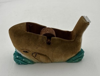 whale head shape Tape Dispenser desk top wood carving