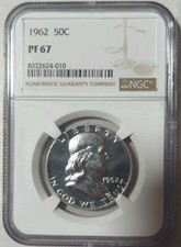 1962 Franklin Half Dollar NGC PF67 Proof 50C Silver KM#195 8322624-010