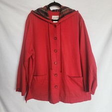 Vintage Touch O' Blue Size XL Red Cotton Jacket With Hood