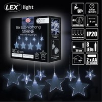 8Er Led Vorhang Lichterkette Lichternetz Deko Batterie Sterne Kaltweiß SaugnäPfe