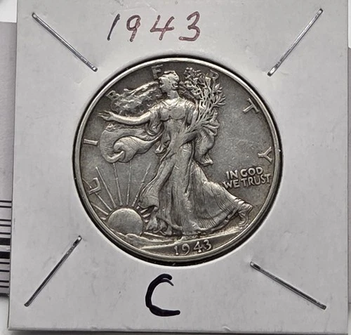 1943 P Liberty Walking Half Dollar F Fine 90% Silver 50c US Coin C