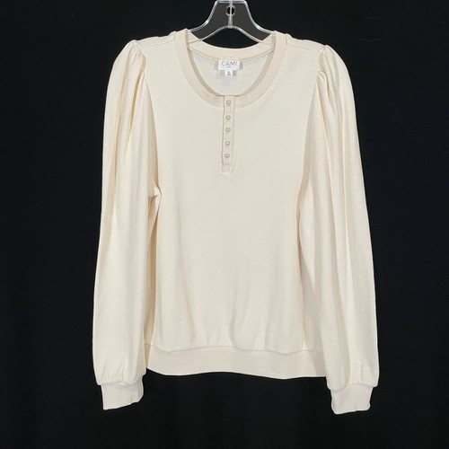 Cami NYC Revolve Leilani Manga Abullonada Top Perla Botones Marfil Crema Henley XL - Imagen 2 de 6