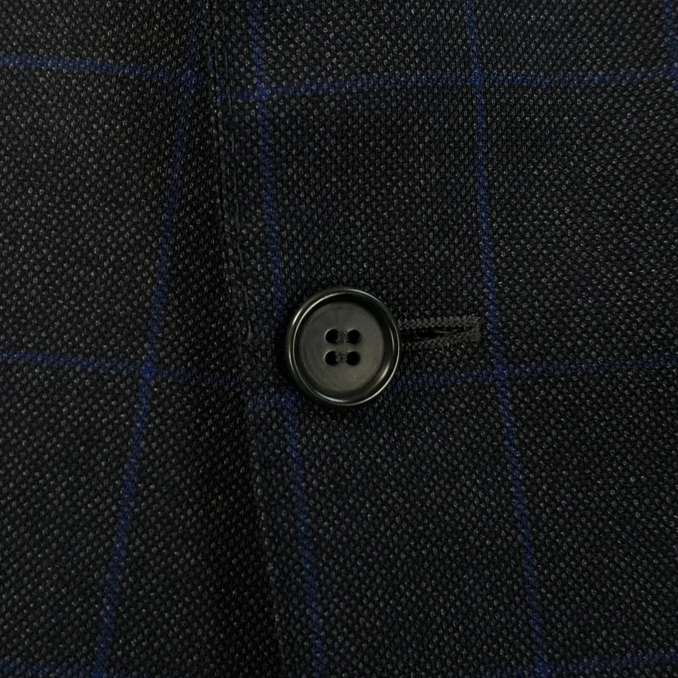 Canali 1934 Sport Coat Mens 44L* Slim Fit Gray Blue Windowpane Wool Surgeon Cuff - Image 3 of 4