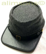 CIVIL WAR CSA CONFEDERATE DARK GREY WOOL KEPI FORAGE CAP HAT-ALL SIZES