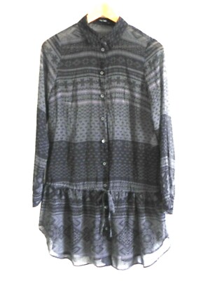 Marc Aurel Tunic Button Up Chiffon Long Sleeve Button Up Drop Waist Size 36(US6)