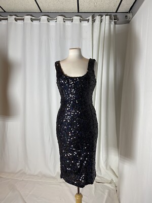 French Connection Women Black Sparkle Nocturnal Hologram Tank Dress New  $248