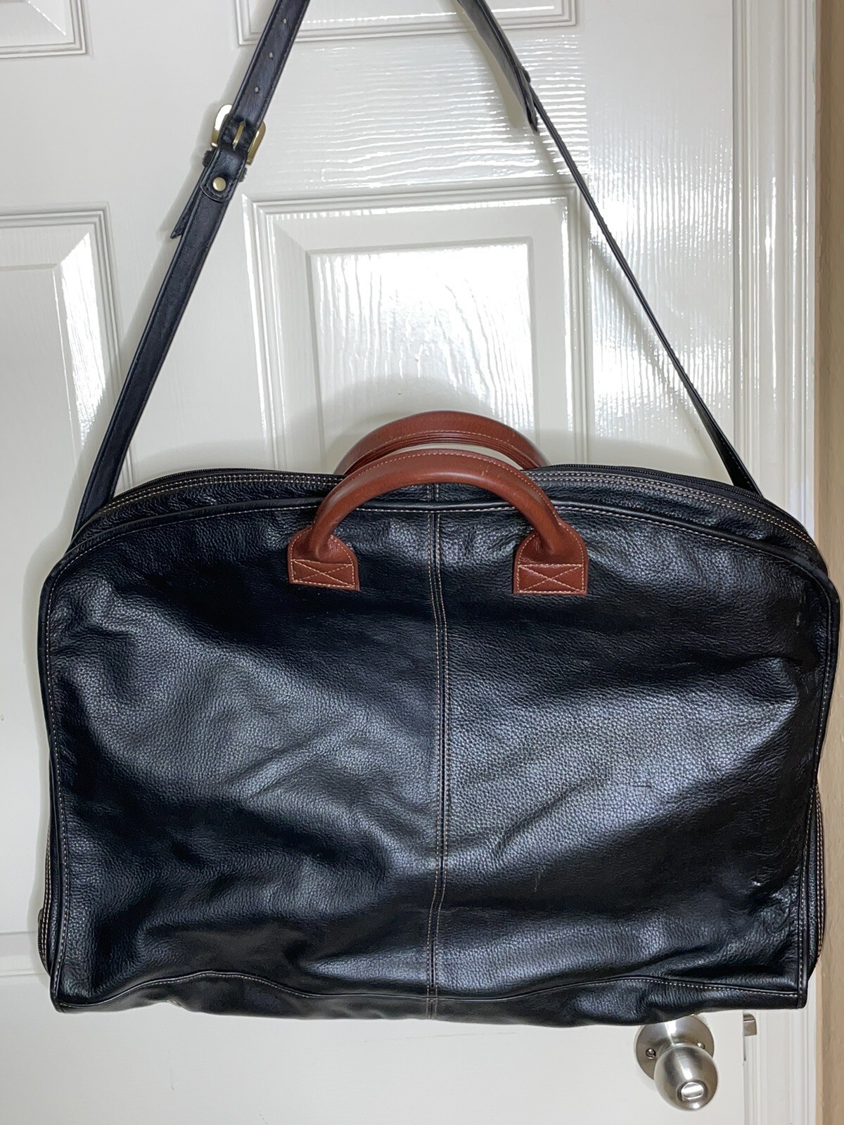 Scully Genuine Leather Vintage Executive Garment Suit Bag With Shoulder Strap 