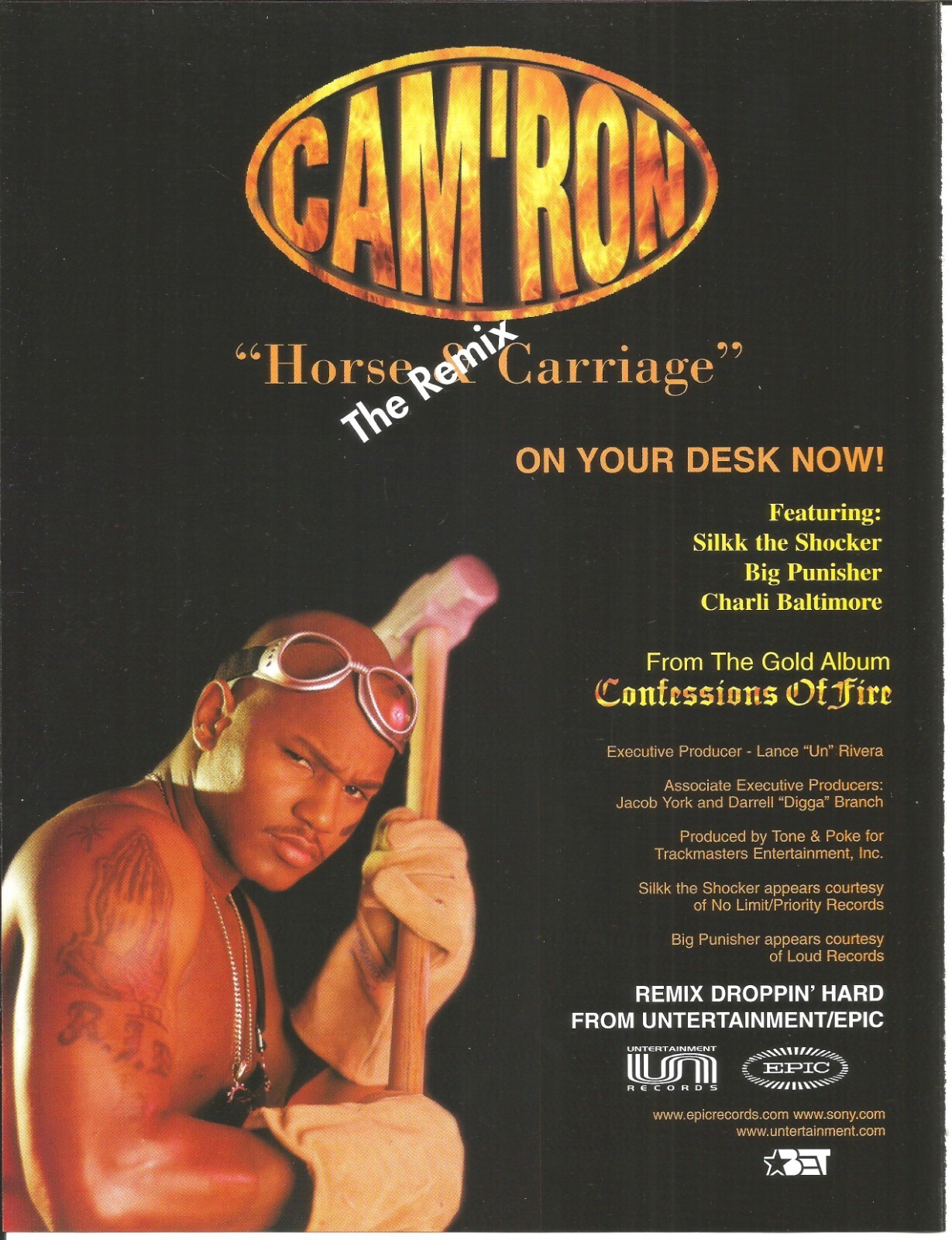 TWISTA & CAM’RON Rare 1998 DOUBLE SIDED PROMO TRADE AD Poster of Mobstability CD