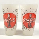 Coca Cola Thick Plastic Cup Lot Of 2 Coke Logo Frosted Style VTG Y2K