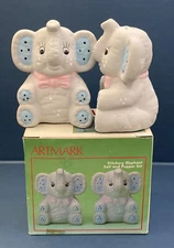 NOS 1989 ARTMARK Elephant Salt & Pepper Shakers Anthropomorphic Bowtie￼ Vintage