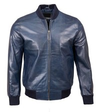 Blouson bomber en cuir véritable pour hommes style rétro motard café racer ma...