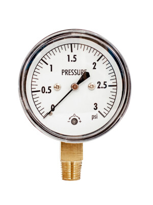 Low Capsule Pressure Gauge, 0-3 PSI,2-1/2'' Face Dial, 1/4'' NPT Lower Mount