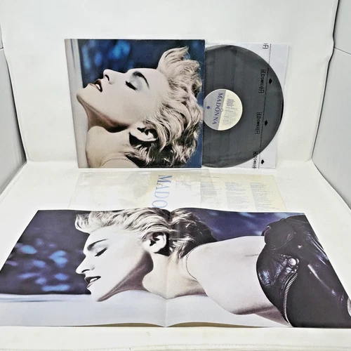 EX+ 1st press Madonna w/NM POSTER True blue 1986 Vinyl SIRE records 1-25442