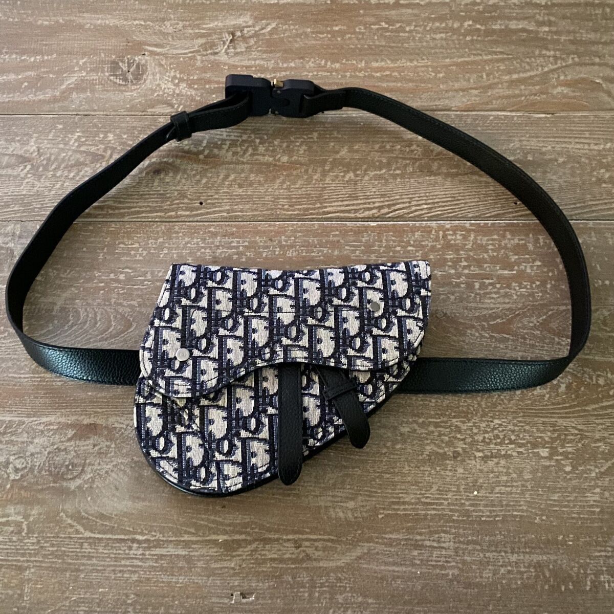CHRISTIAN DIOR Saddle Belt Bag Oblique Blue Trotter Canvas CHRISTIAN DIOR Saddle Belt Bag Oblique Blue Trotter Canvas