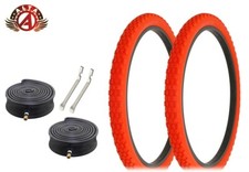 ALTA BICYCLE WIRE BEAD CRUISER RED TIRES 26 x 2.125 ROUGH KNOBBY TREAD 6pc Set.